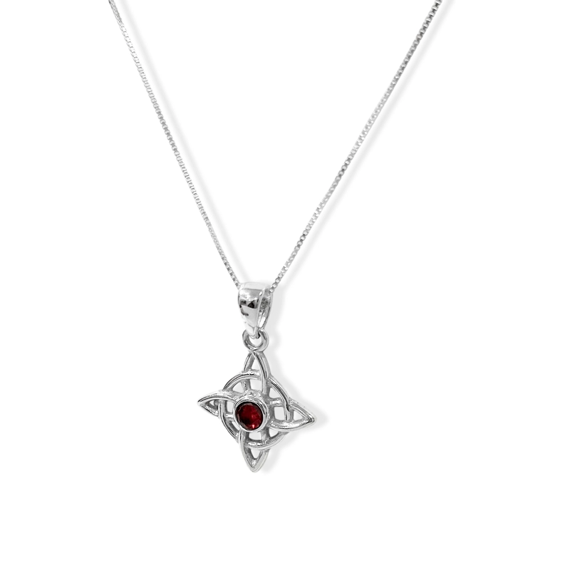 COLLAR NUDO DE BRUJA CIRCÓN EN COLOR ROJO PLATA FINA 925 - 2