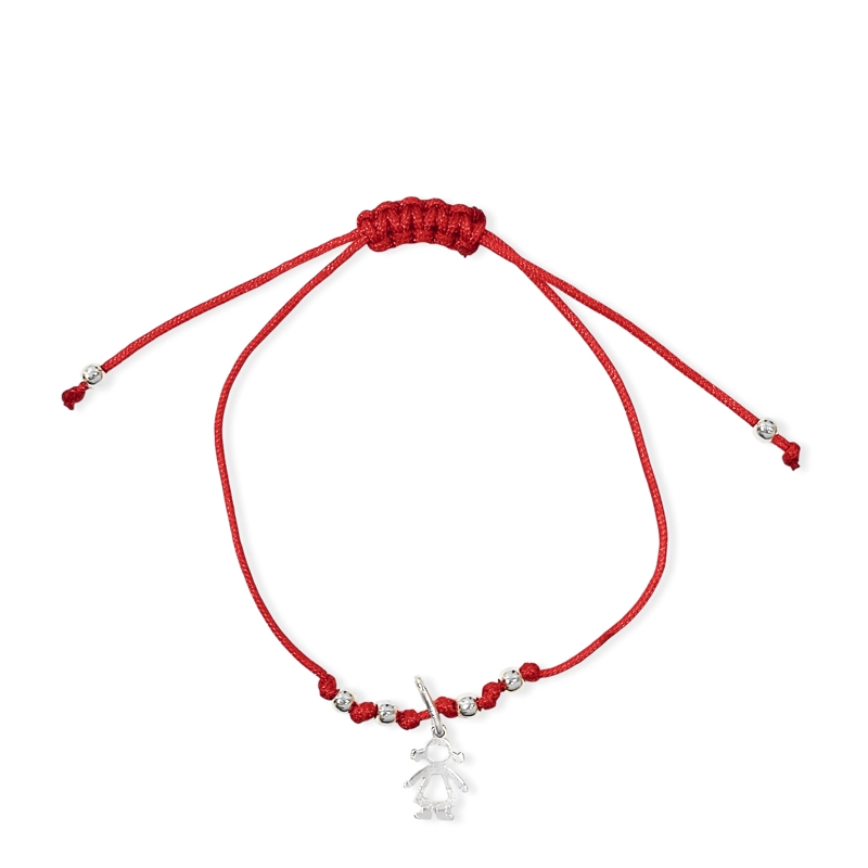 PULSERA NIÑA CALADA MINI PLATA FINA 925 CORDÓN EN COLOR ROJO - 3
