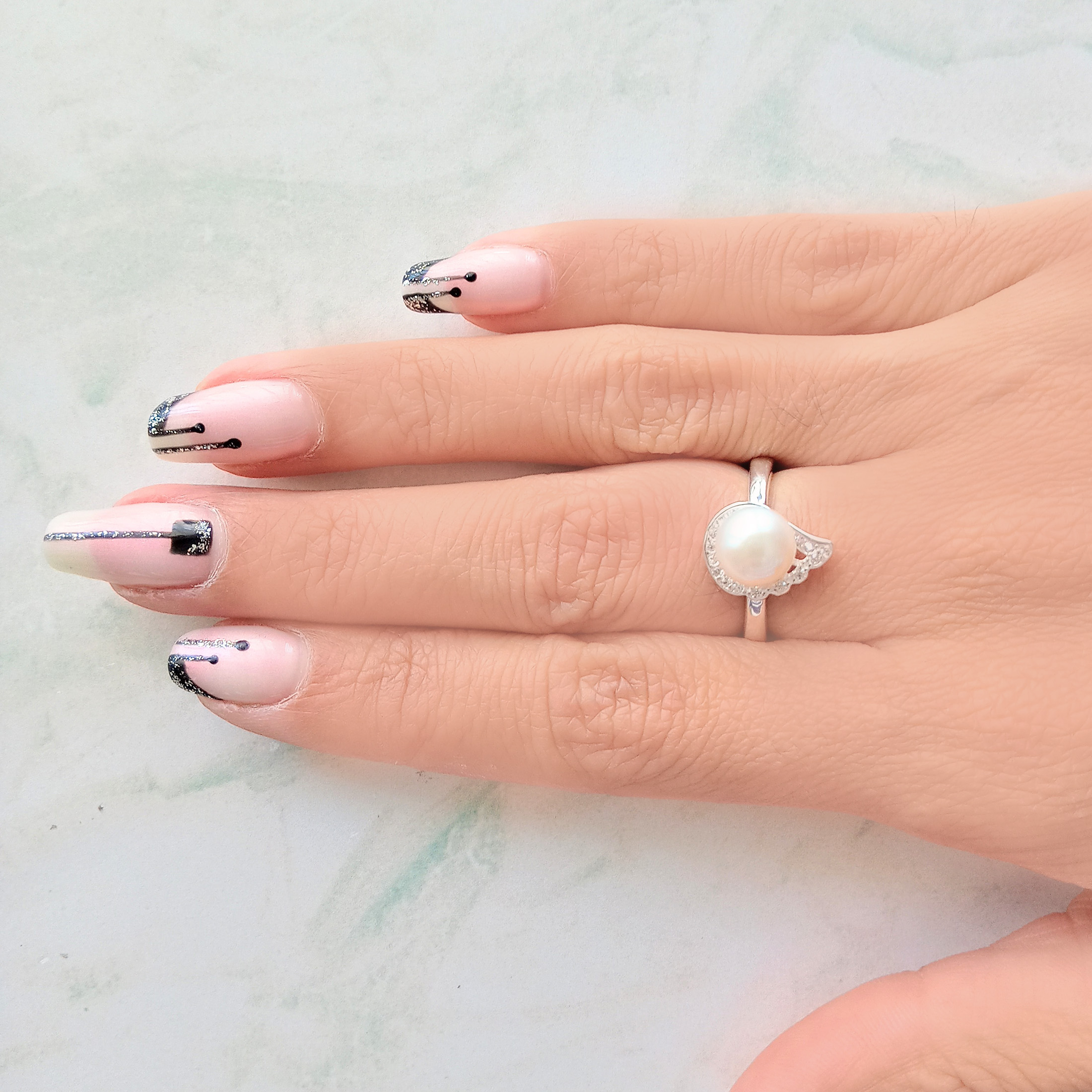 ANILLO PERLA DE RÍO ALA CIRCÓN #14 PLATA FINA 925 - 3
