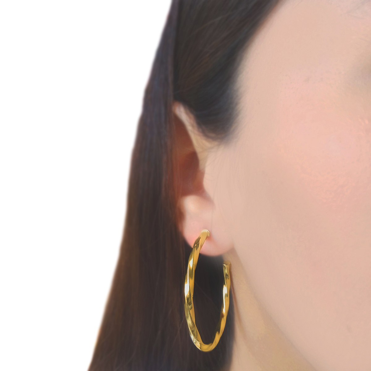 AROS ARGOLLA TORCIDA 42MM ENCHAPADO ORO 18 K - 2