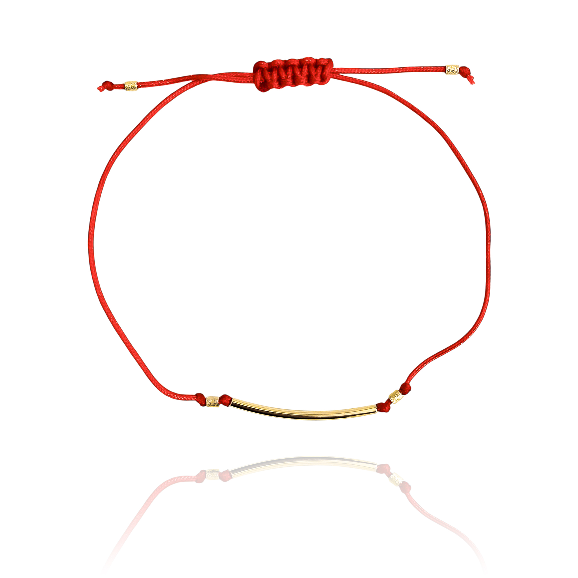 PULSERA TUBO MOSTACILLA ENCHAPADO ORO 18K CORDON ROJO - 1