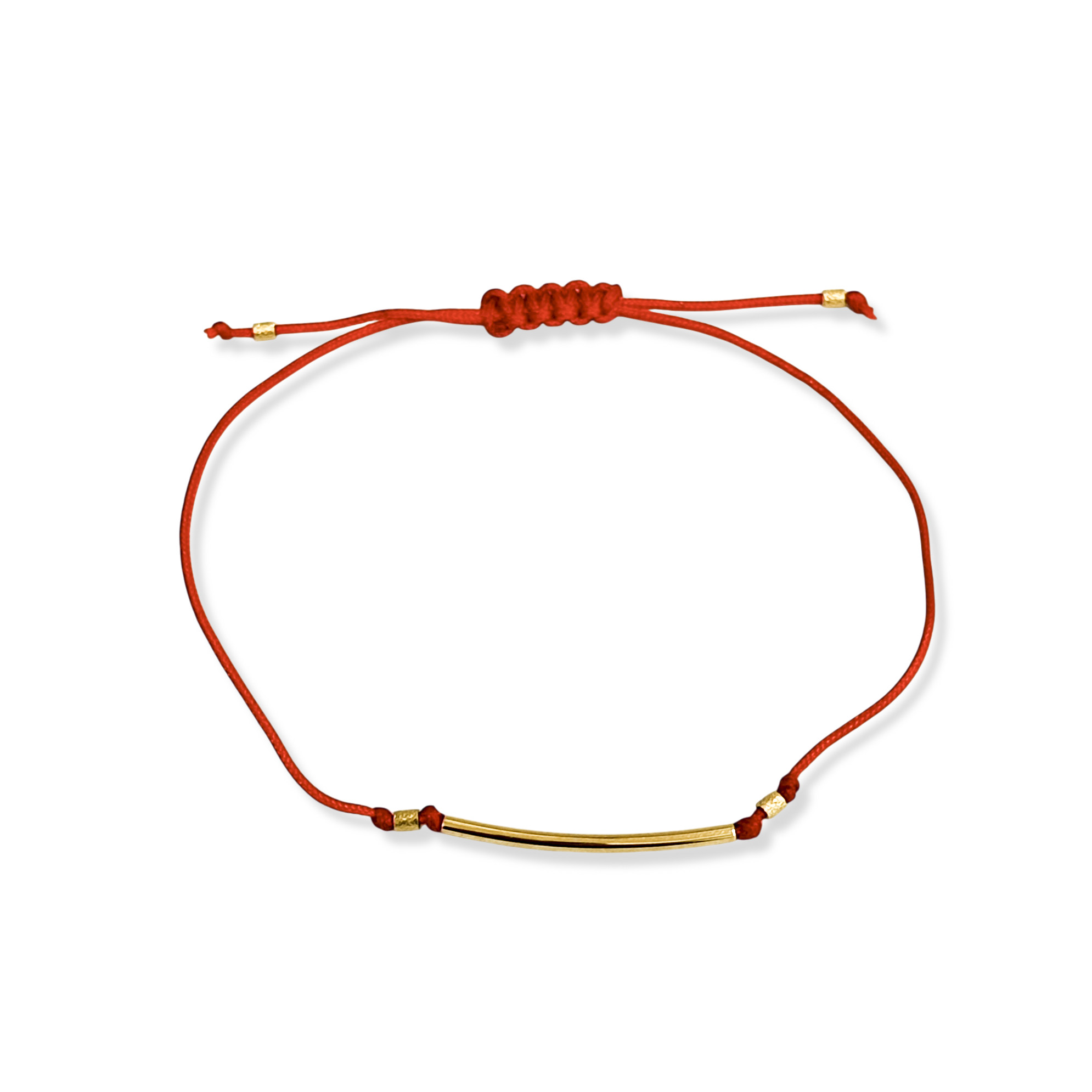 PULSERA TUBO MOSTACILLA ENCHAPADO ORO 18K CORDON ROJO - 3