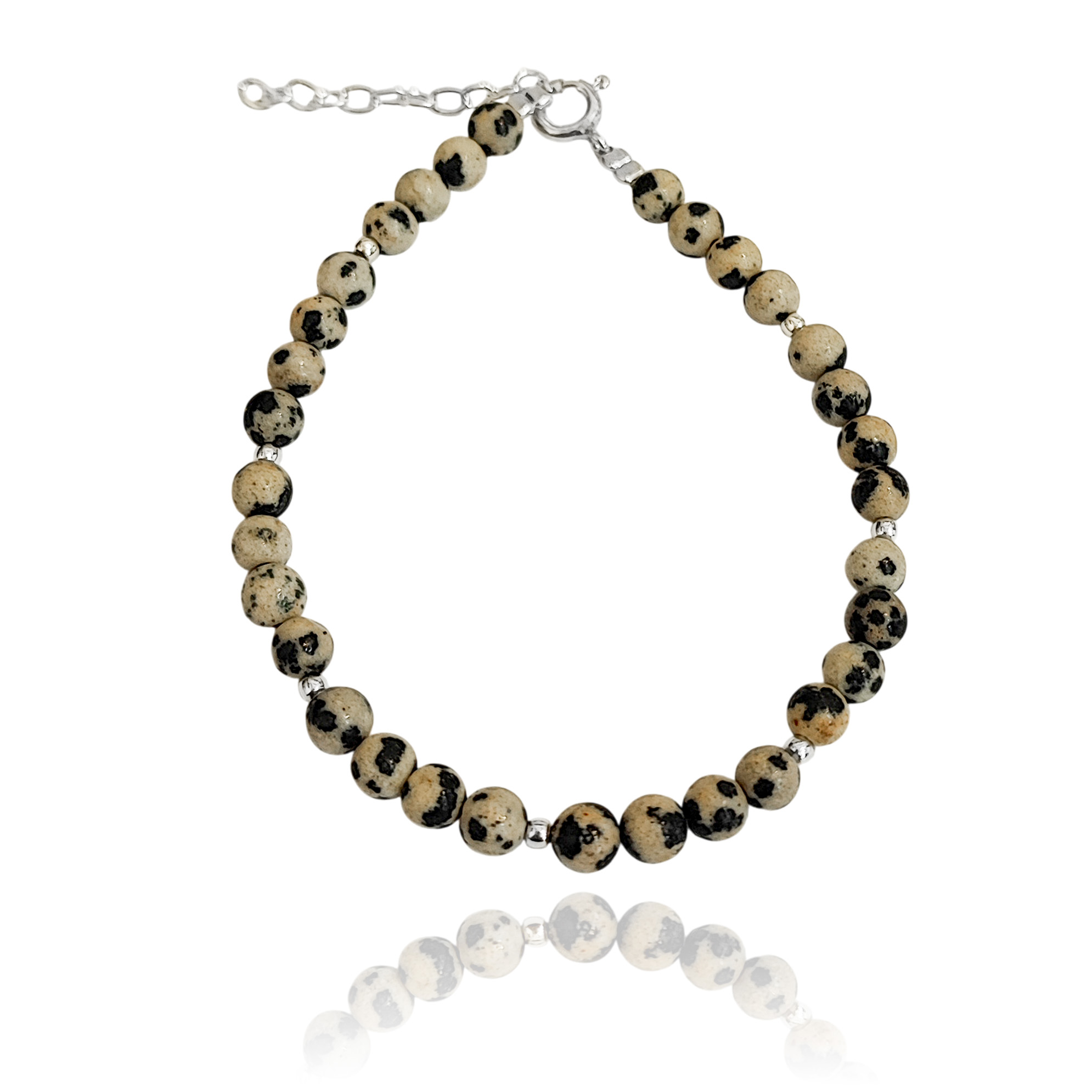 PULSERA JASPE DALMATA PLATA FINA 925 - 1