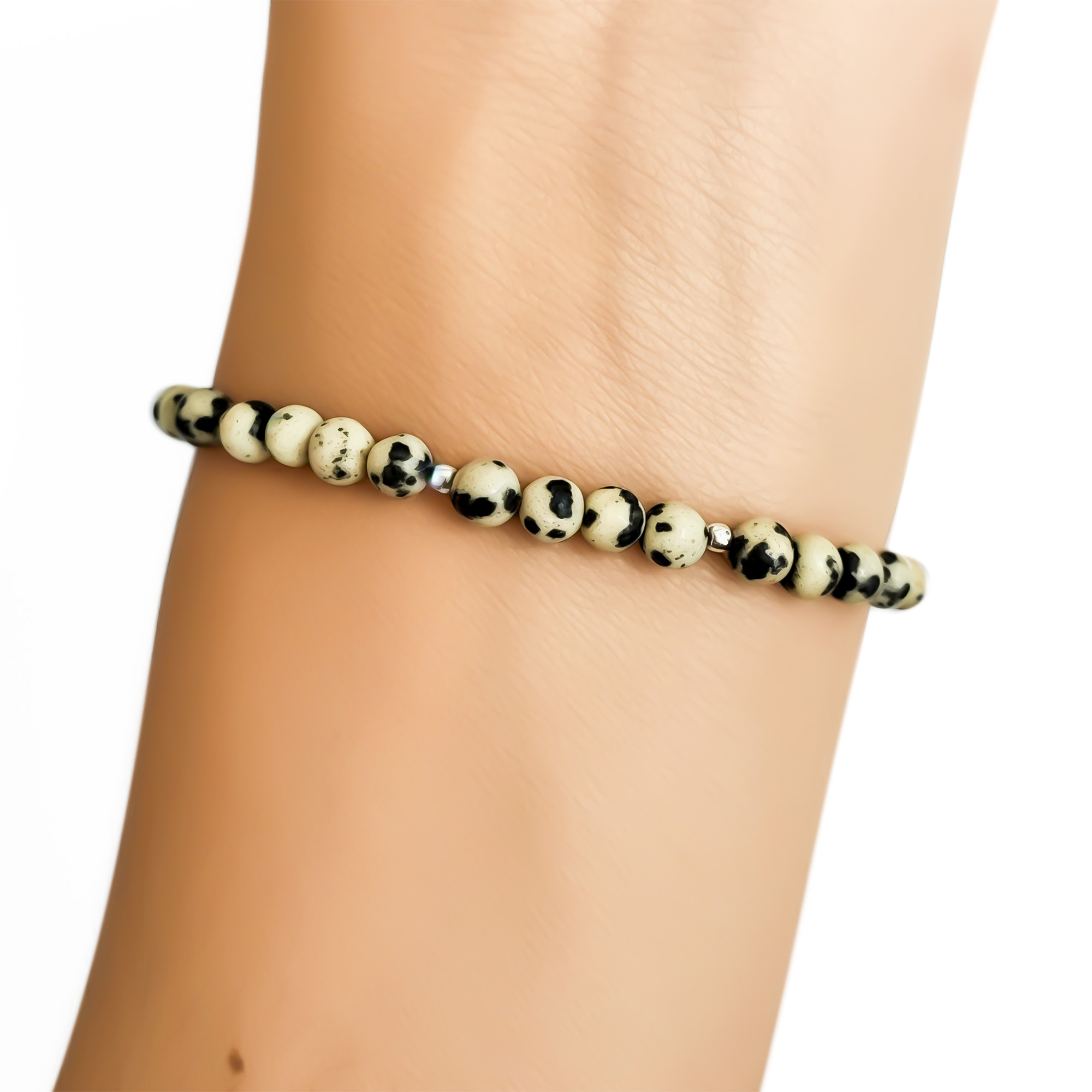 PULSERA JASPE DALMATA PLATA FINA 925 - 2