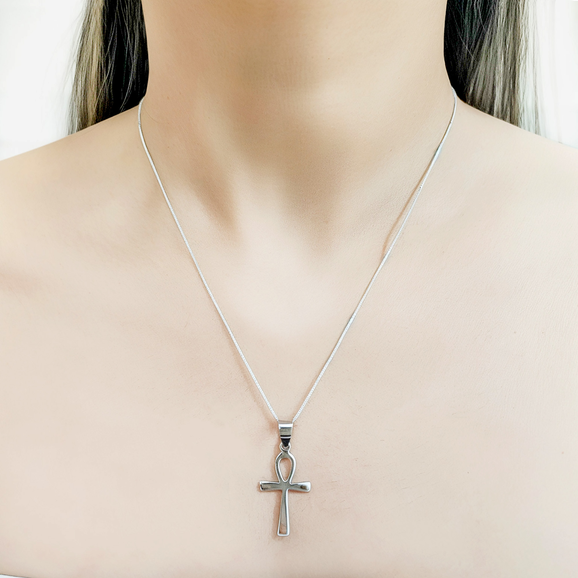 COLLAR CRUZ ANKH PLATA FINA 925 - 2