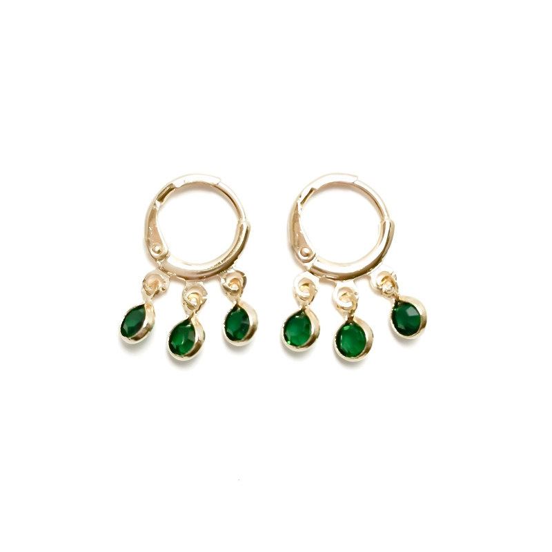 AROS ARGOLLA 3 CIRCONES ENCHAPADO ORO 18K - 1