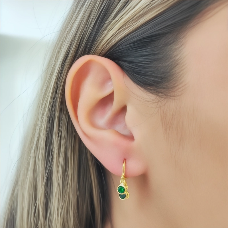 AROS ARGOLLA 3 CIRCONES ENCHAPADO ORO 18K - 2