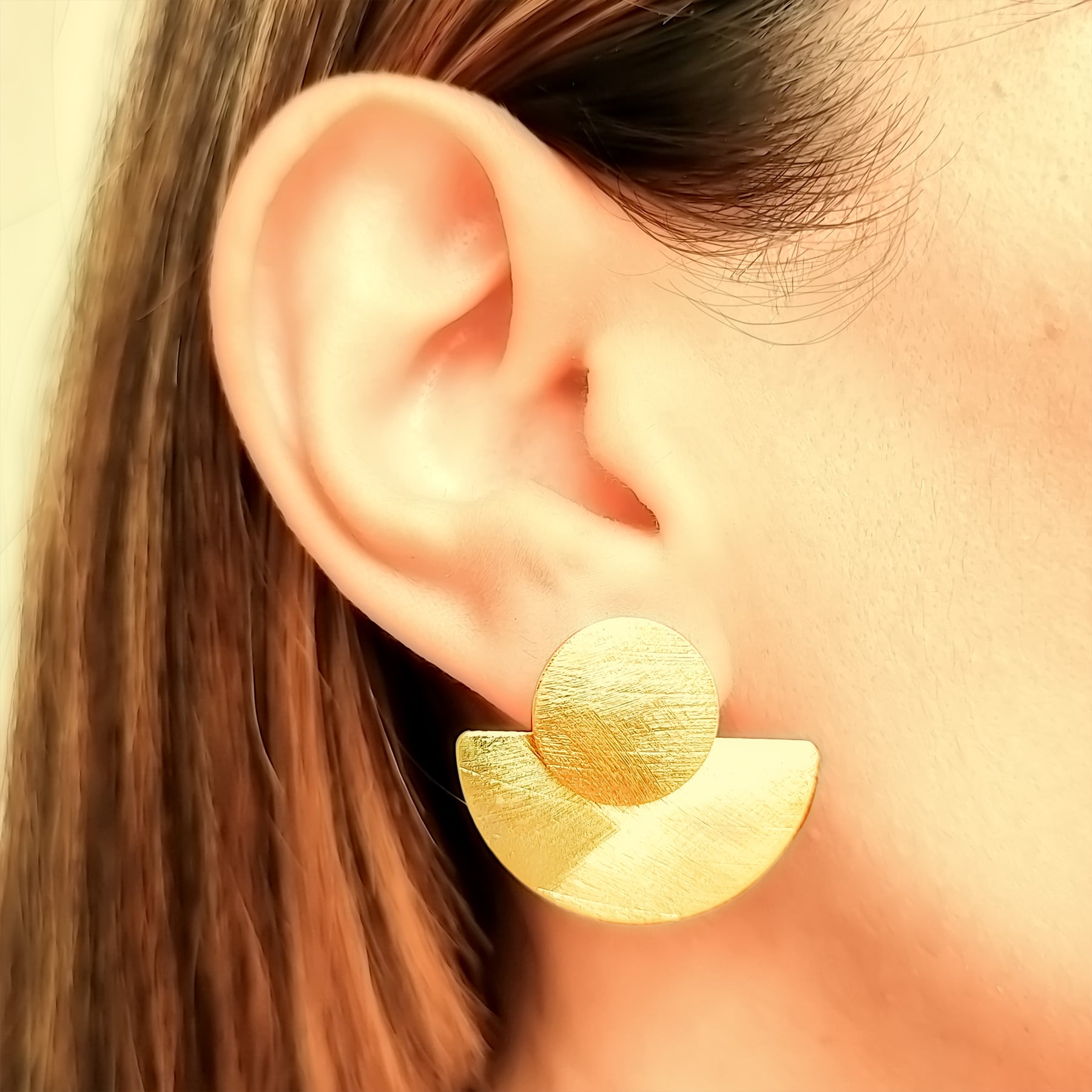AROS MEDIO CIRCULO SATINADO ENCHAPADO ORO 18 K - 2