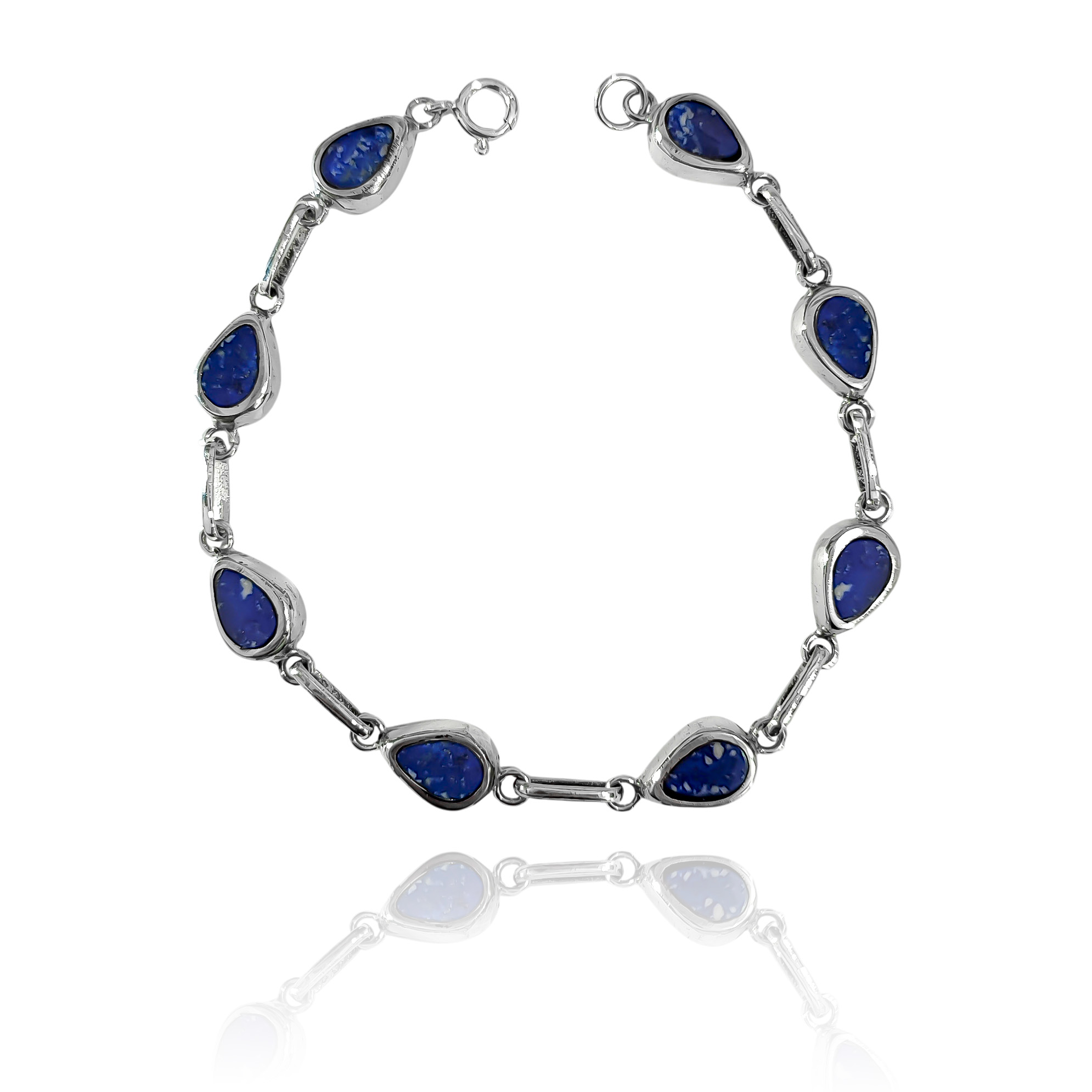 PULSERA GOTA BISEL LAPISLAZULI PLATA FINA 950 - 1