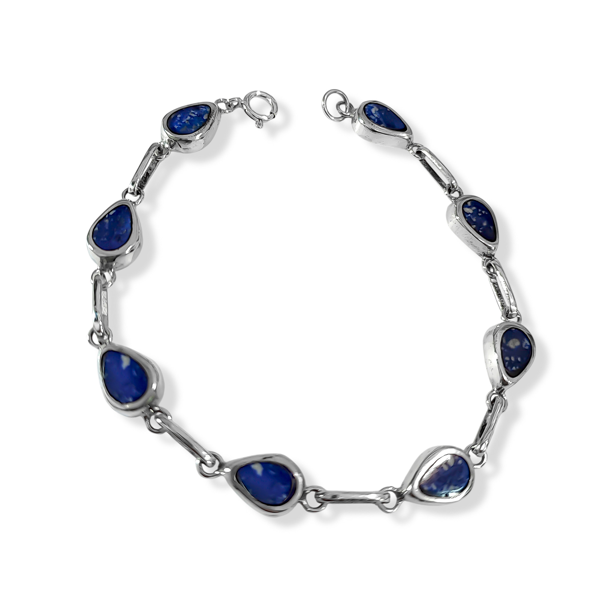 PULSERA GOTA BISEL LAPISLAZULI PLATA FINA 950 - 3
