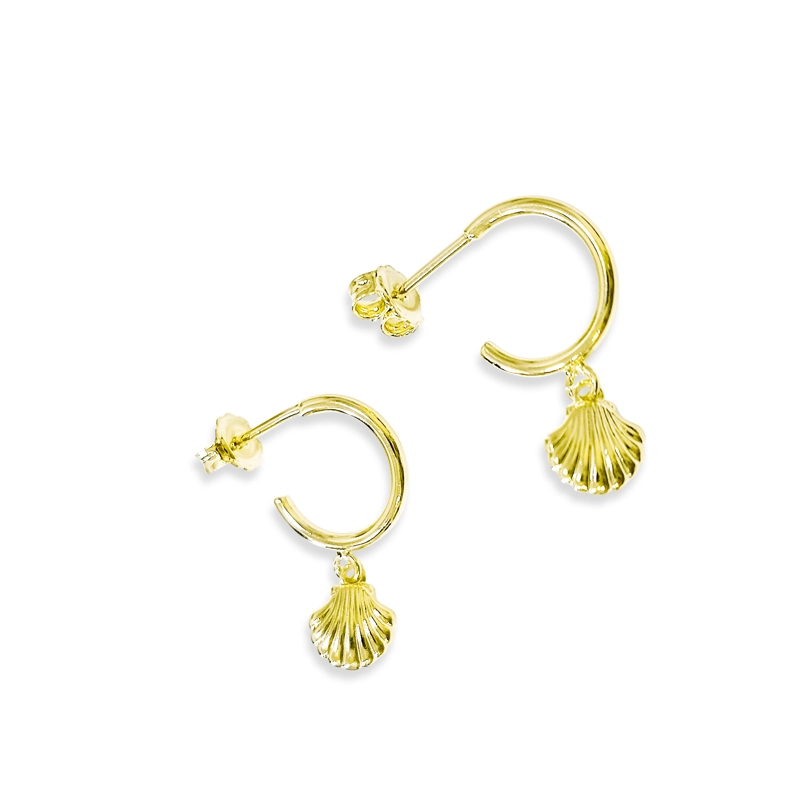 AROS ARGOLLA CONCHA ENCHAPADO ORO 18K - 1