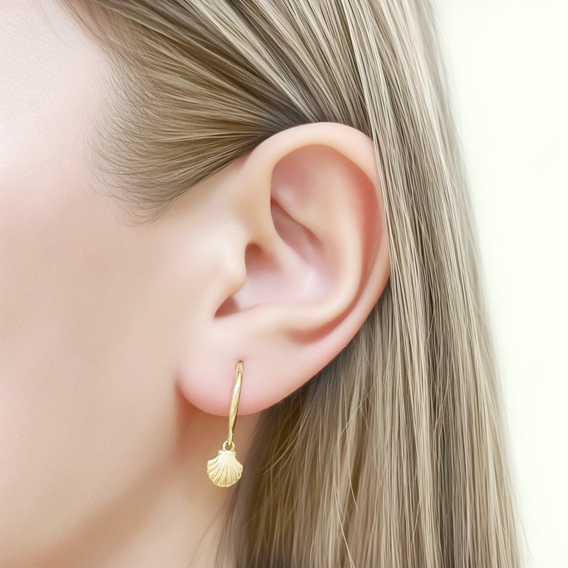 AROS ARGOLLA CONCHA ENCHAPADO ORO 18K - 2