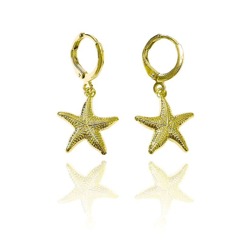 AROS ARGOLLA ESTRELLA DE MAR ENCHAPADO ORO 18 K - 1