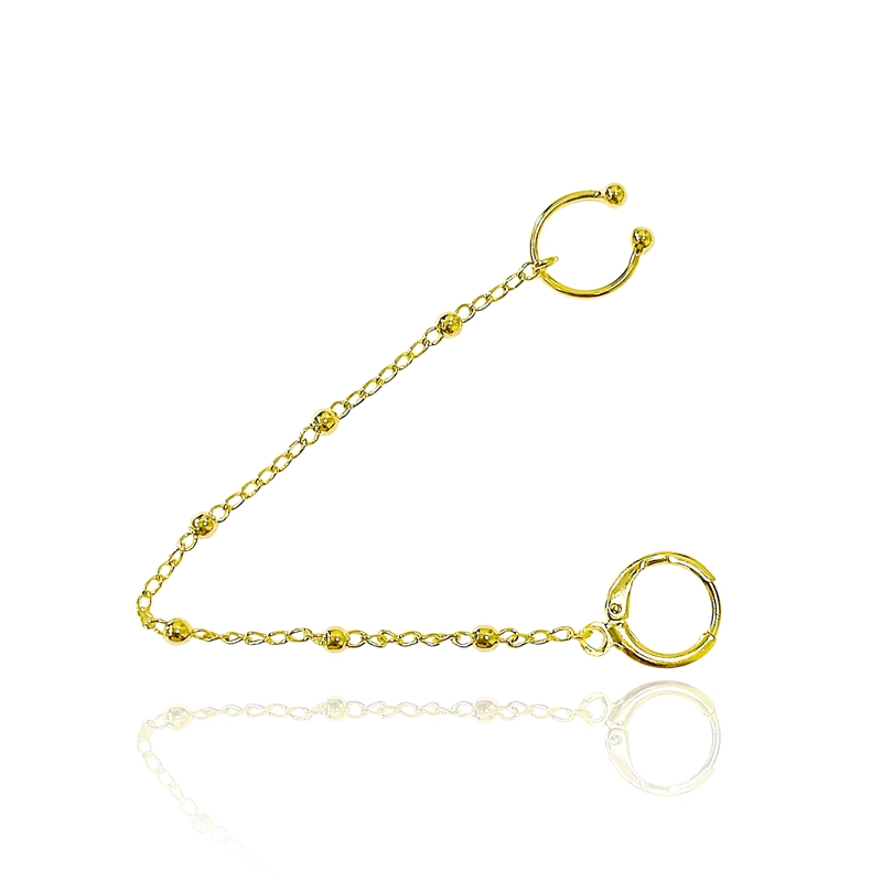 ARO TREPADOR ESLABON BOLITA ENCHAPADO ORO 18K - 1