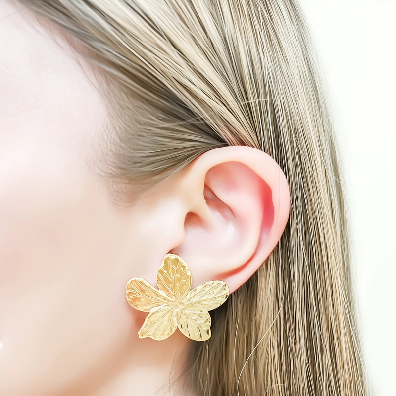 AROS FLOR PE TALOS RAMIFICADOS ENCHAPADOS ORO 18K - 2