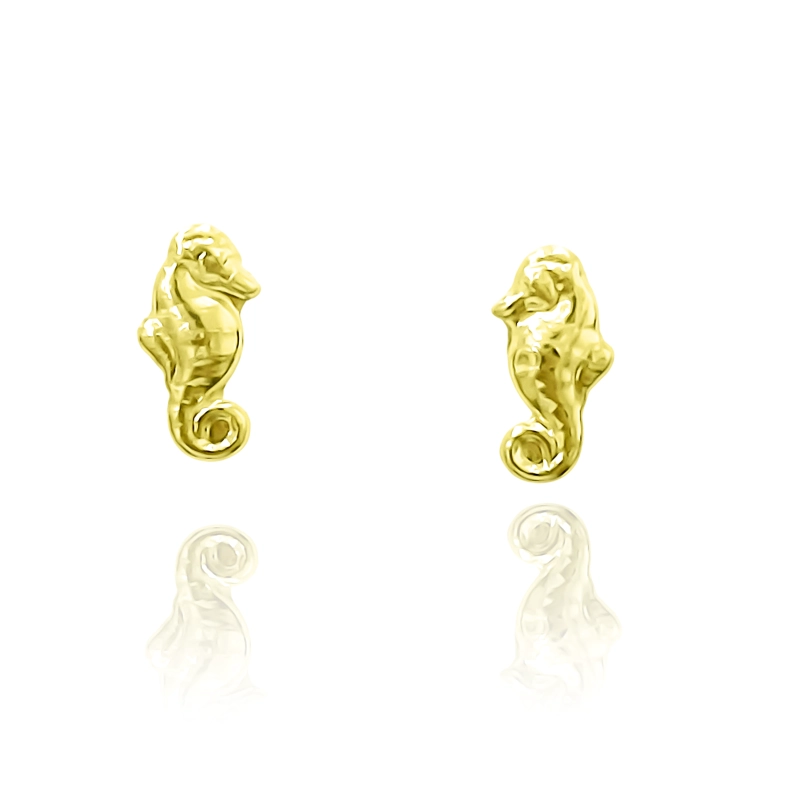 AROS CABALLO DE MAR ENCHAPADO ORO 18K - 1