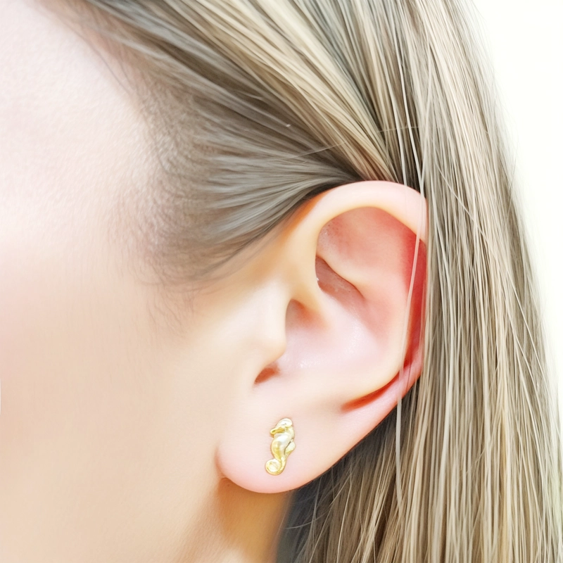 AROS CABALLO DE MAR ENCHAPADO ORO 18K - 2