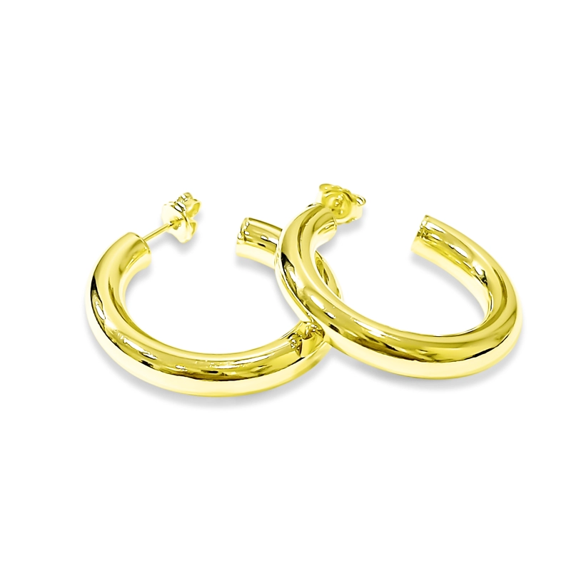AROS ARGOLLAS TUBO REDONDO 30MM ENCHAPADO ORO 18K - 1