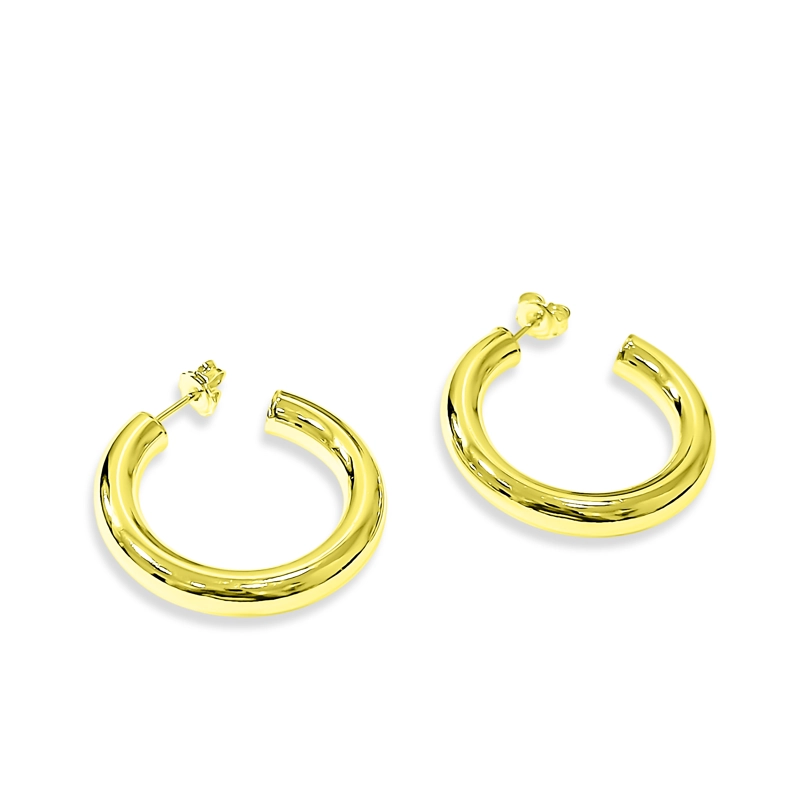 AROS ARGOLLAS TUBO REDONDO 30MM ENCHAPADO ORO 18K - 3