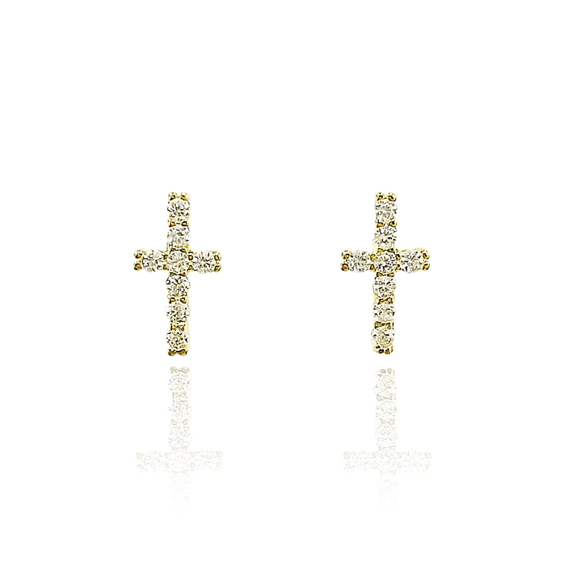 AROS CRUZ MINI MICRO CIRCON ENCHAPADO ORO 18K - 1