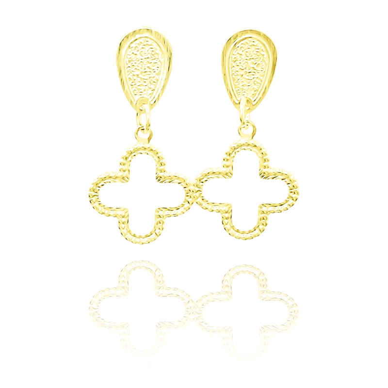 AROS TRE BOL CALADO BORDE TOPE ENCHAPADO ORO 18K - 1