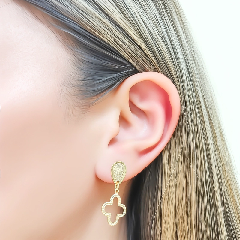 AROS TRE BOL CALADO BORDE TOPE ENCHAPADO ORO 18K - 2