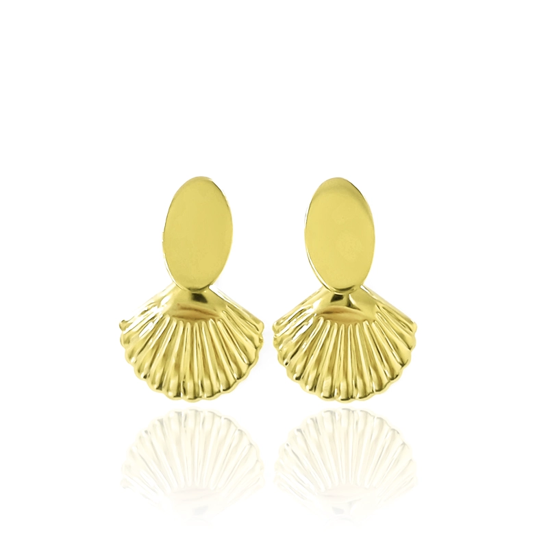 AROS CONCHA COLGANTE TOPE ENCHAPADO ORO 18K - 1
