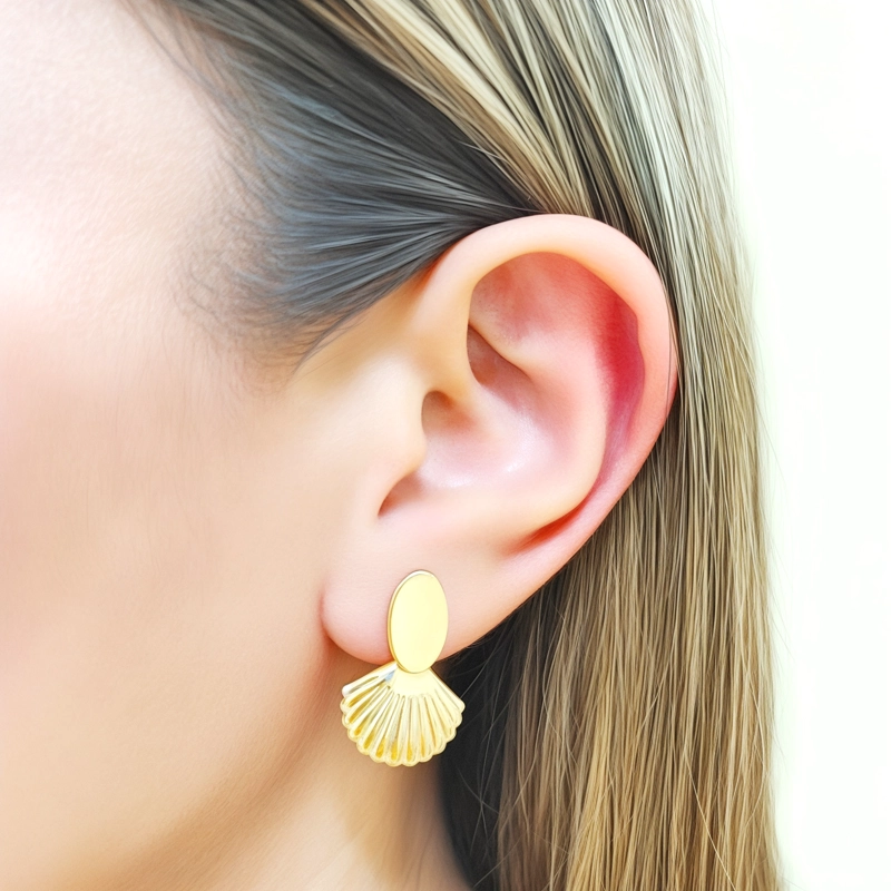 AROS CONCHA COLGANTE TOPE ENCHAPADO ORO 18K - 2