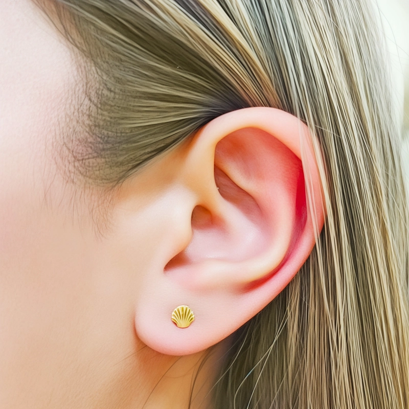 AROS CONCHA MINI ENCHAPADO ORO 18K - 2