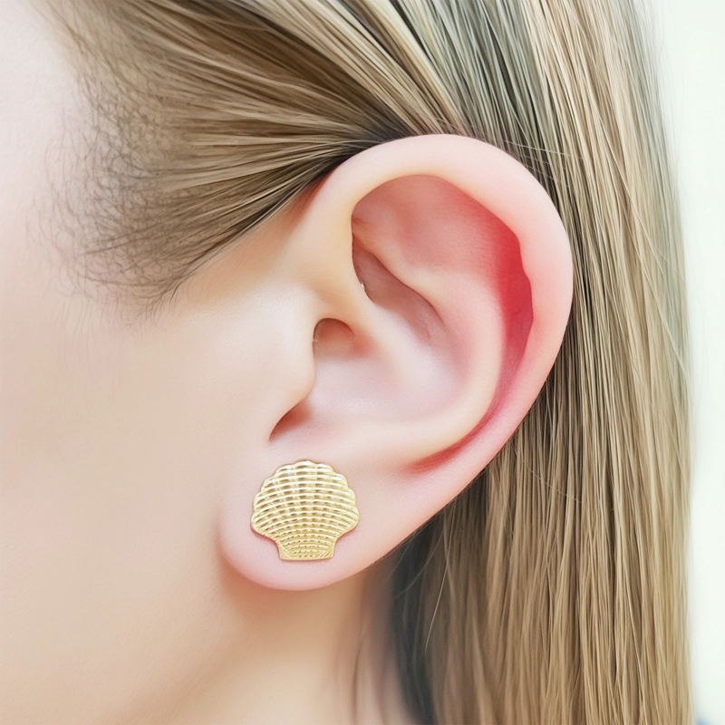 AROS CONCHA 13MM ENCHAPADO ORO 18K - 2