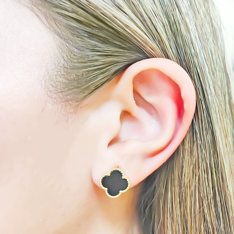 AROS TRE BOL NEGRO ENCHAPADO ORO 18K - 2