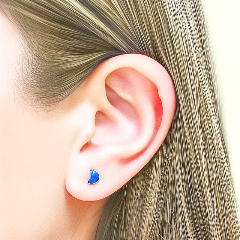 AROS MINI LUNA LAPISLAZULI PLATA FINA 925 - 2