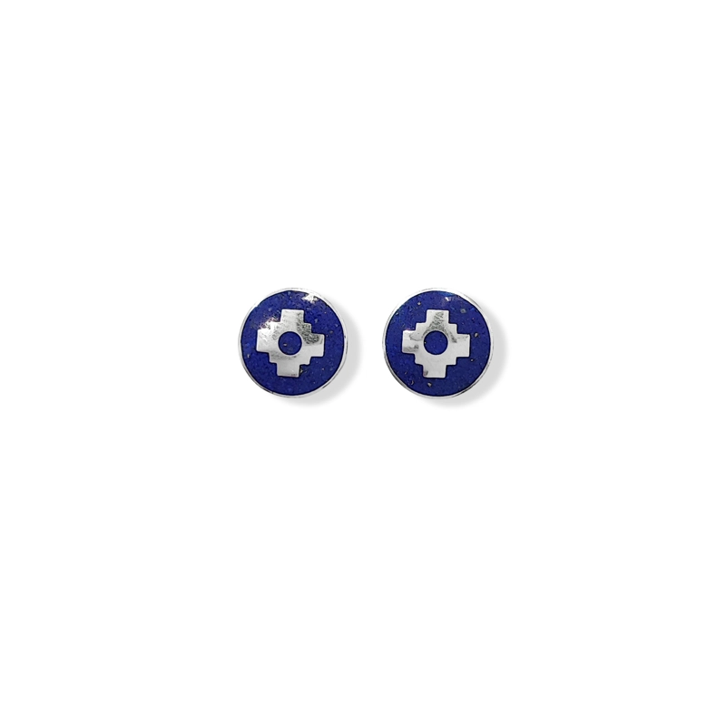 AROS LAPISLAZULI CRUZ ANDINA PLATA FINA 950 - 3