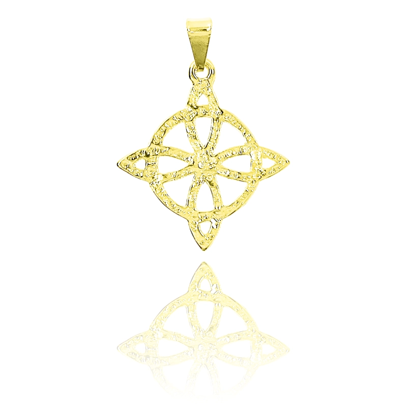 COLGANTE NUDO DE BRUJA CALADO TEXTURADO ENCHAPADO ORO 18K - 1