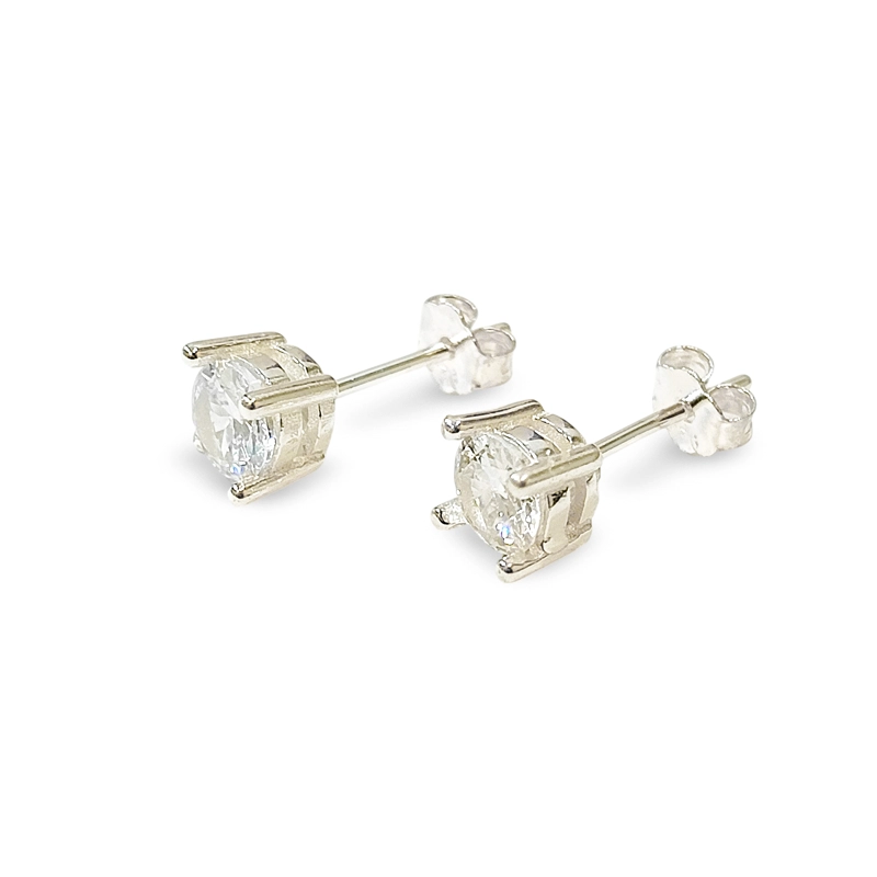 AROS CIRCON PUNTO DE LUZ BLANCO 5MM  GRIFAS PLATA FINA 925 - 1