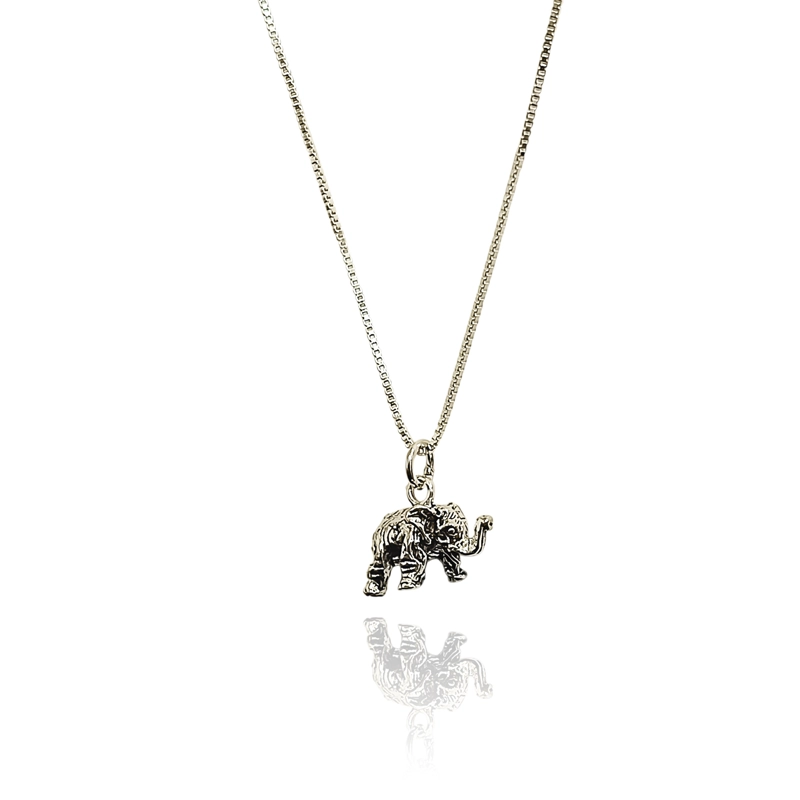 COLLAR ELEFANTE ENVEJECIDO VENECIANA PLATA FINA 925 - 1
