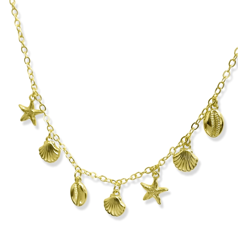 COLLAR CHOKER CHICHES MARINOS ENCHAPADOS ORO 18K - 1