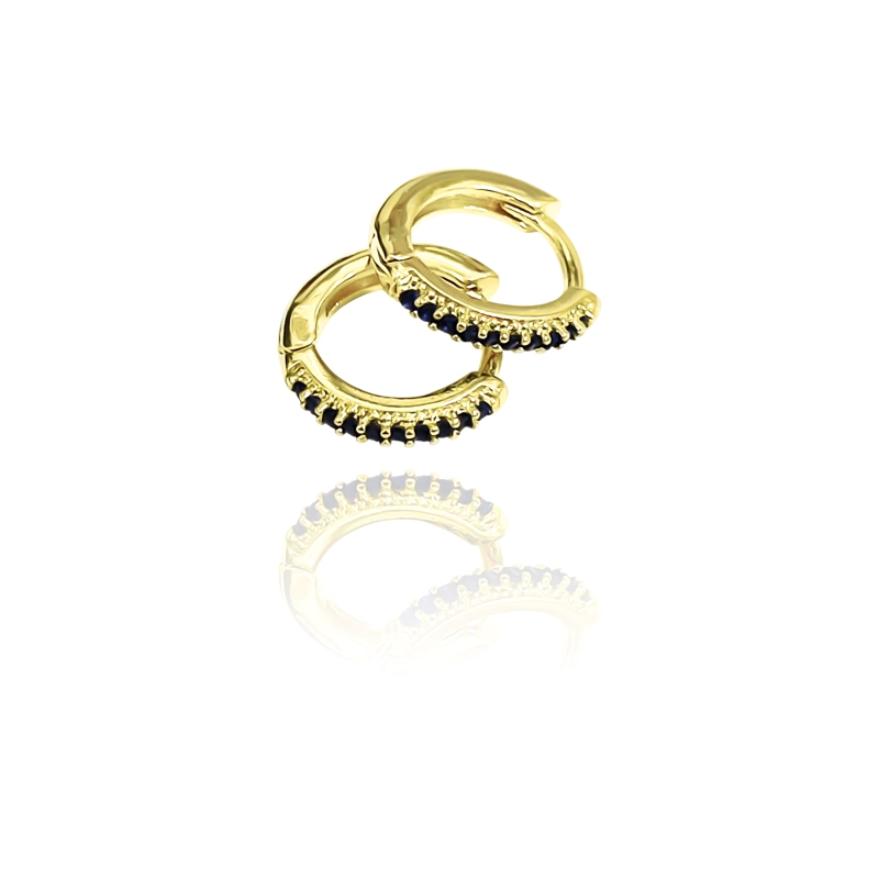 AROS ARGOLLA CINTILLO CIRCON AZUL MINI 12MM ENCHAPADO ORO 18K - 1