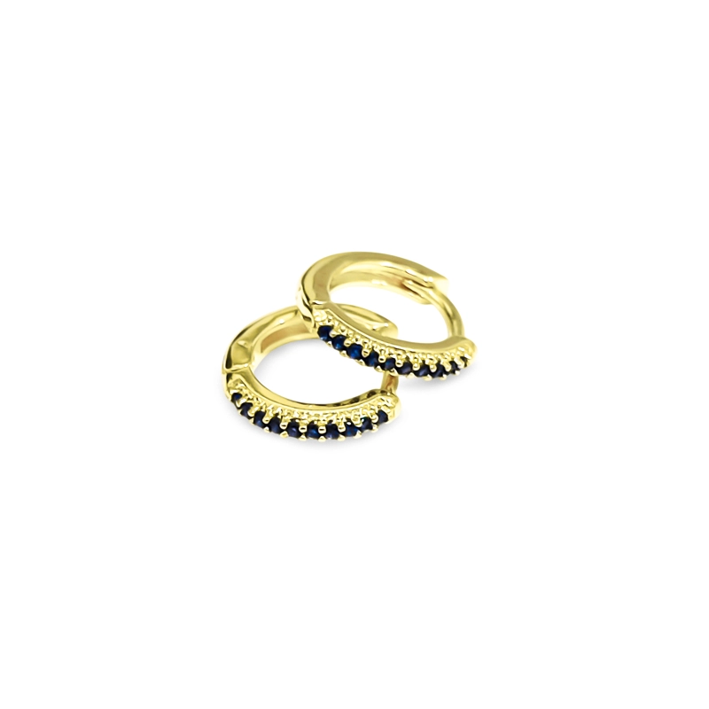 AROS ARGOLLA CINTILLO CIRCON AZUL MINI 12MM ENCHAPADO ORO 18K - 2