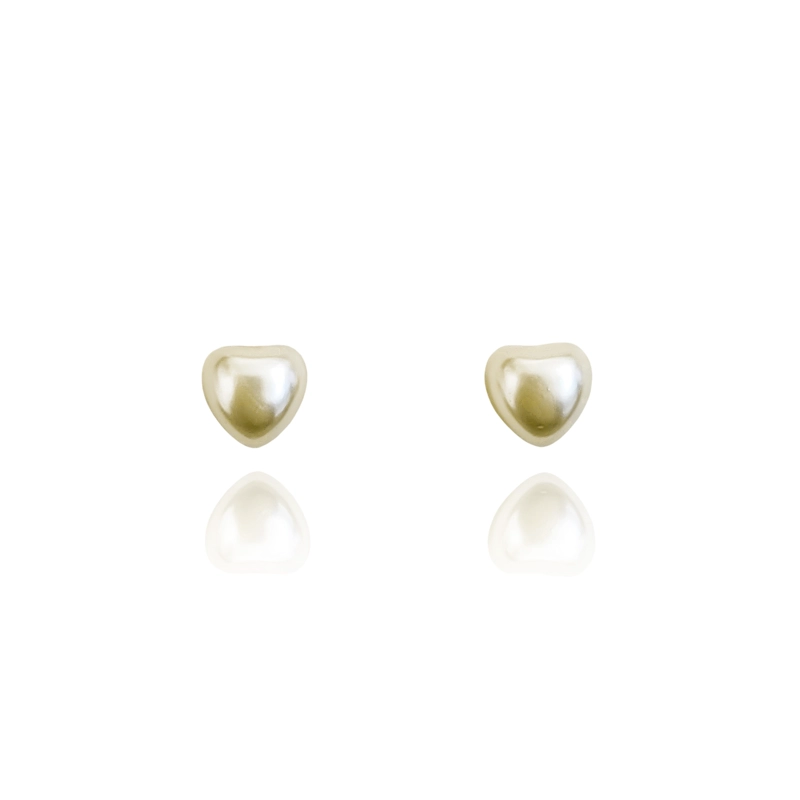 AROS CORAZON PERLA SINTE TICA 5MM ENCHAPADO ORO 18K - 1