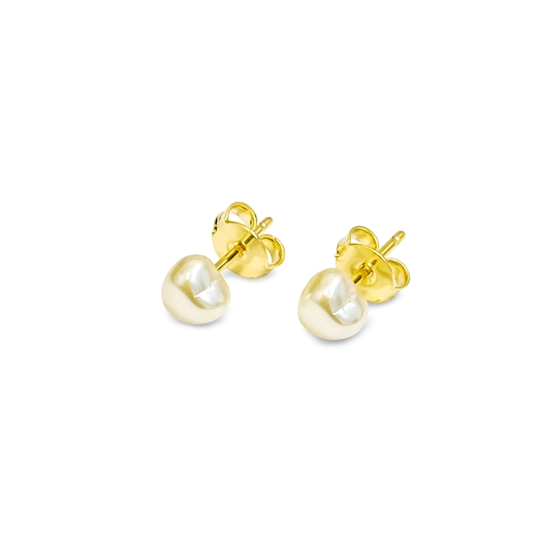AROS CORAZON PERLA SINTE TICA 5MM ENCHAPADO ORO 18K - 4