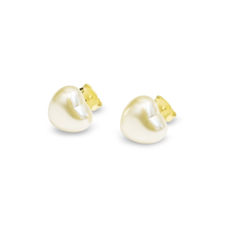 AROS CORAZON PERLA SINTE TICA 10MM ENCHAPADO ORO 18K - 1