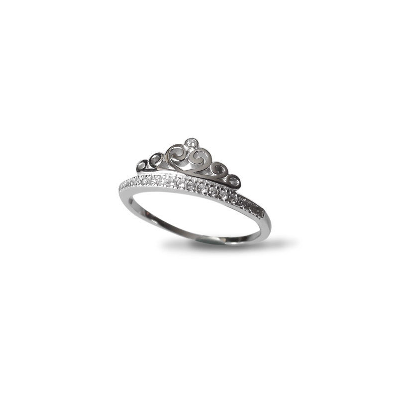 ANILLO CORONA CIRCON TALLA 19 PLATA FINA 925 - 1