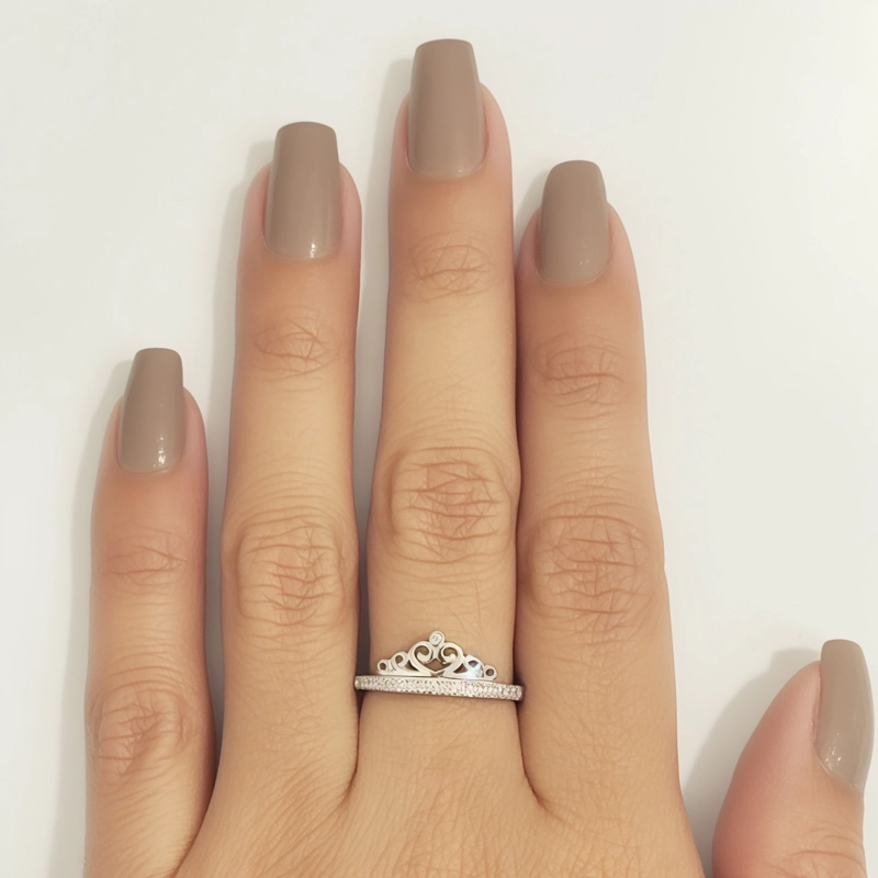 ANILLO CORONA CIRCON TALLA 19 PLATA FINA 925 - 2