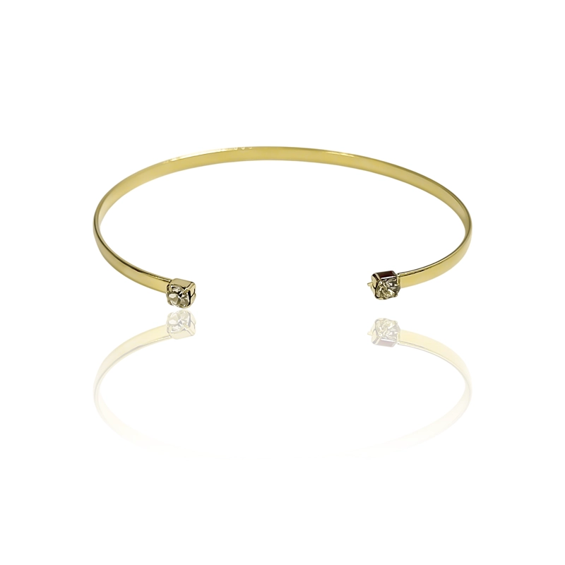 PULSERA ESCLAVA 2 CIRCONES TUBO PLANO ENCHAPADO ORO 18K - 1