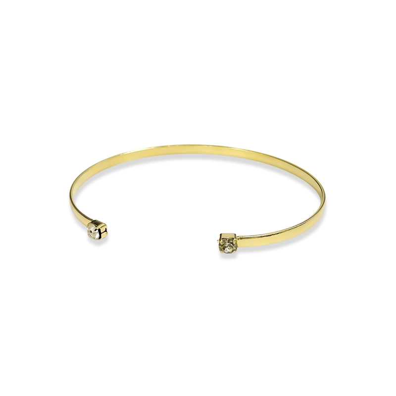 PULSERA ESCLAVA 2 CIRCONES TUBO PLANO ENCHAPADO ORO 18K - 4