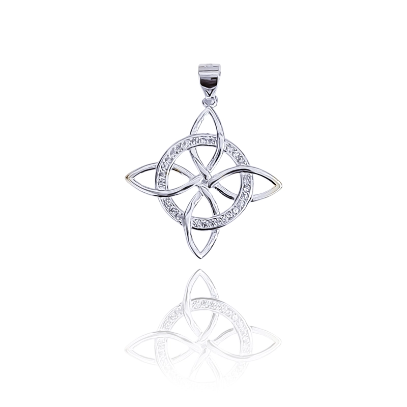 COLGANTE NUDO DE BRUJA CIRCON CALADO PLATA FINA 925 - 1