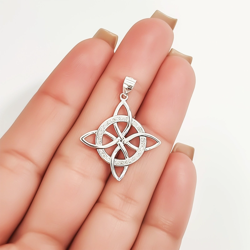 COLGANTE NUDO DE BRUJA CIRCON CALADO PLATA FINA 925 - 2