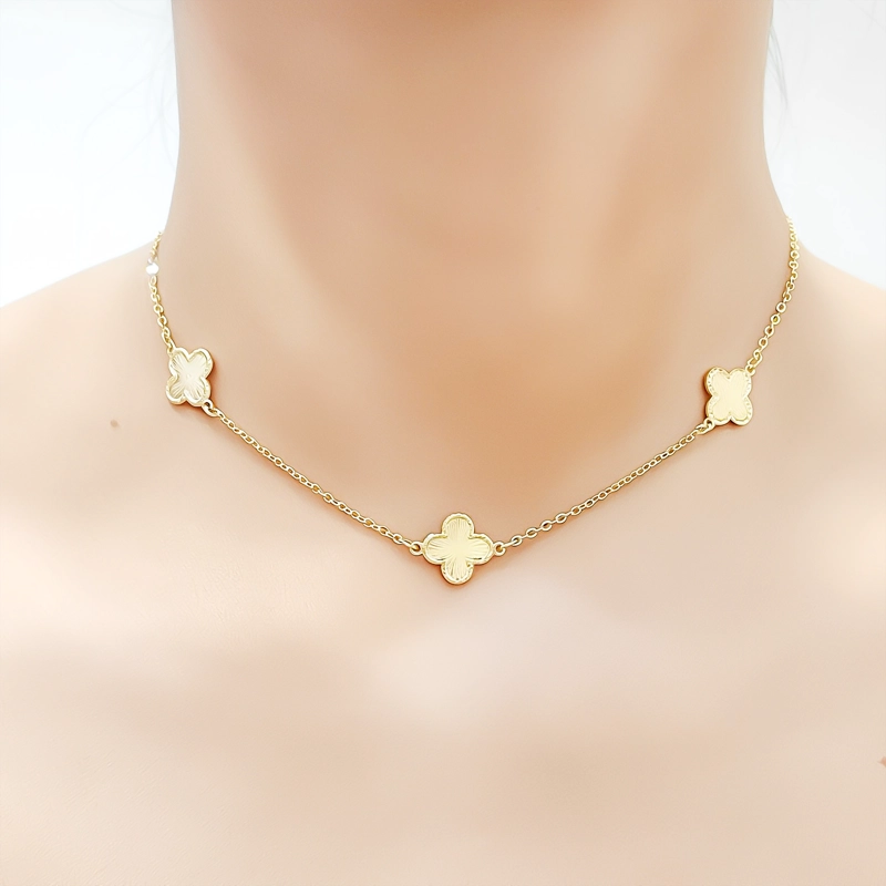 COLLAR CHOKER TRE BOL SATINADO ENCHAPADO ORO 18K - 2