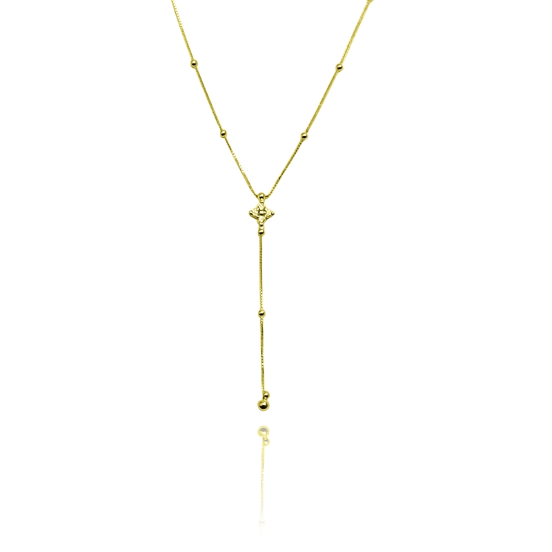 COLLAR CORBATERO TRE BOL CIRCON BOLITAS ENCHAPADO ORO 18K - 1
